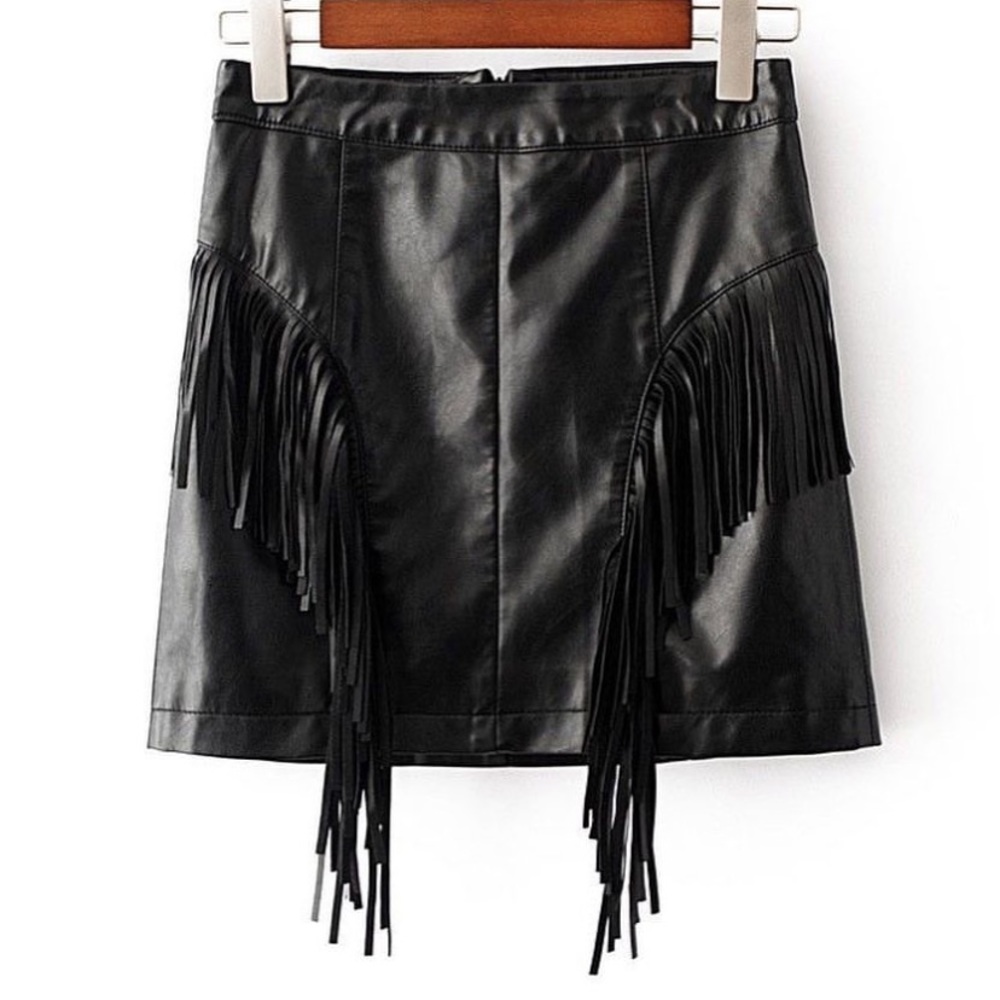 black fringe skirt